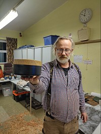 Wolfgang holding completed piece